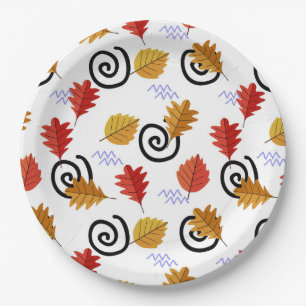 Assiettes En Carton Multicolor Fall Feuilles géographiques