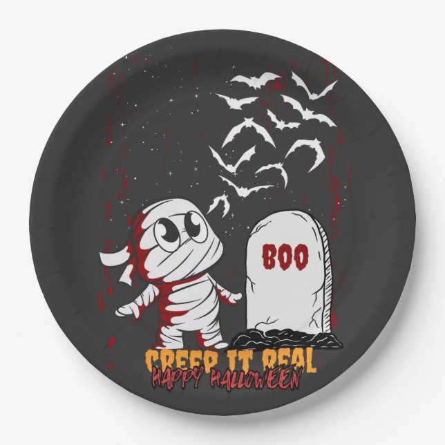 Assiettes En Carton Mummy at Grave Boo Halloween (Devant)