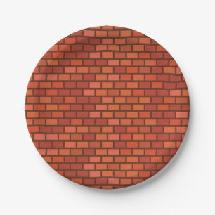 Assiettes En Carton Mur de briques rouge