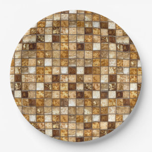 Assiettes En Carton Mur de carrelage mosaïque marron et beige