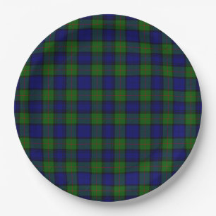 Assiettes En Carton Murray tartan bleu vert plaid