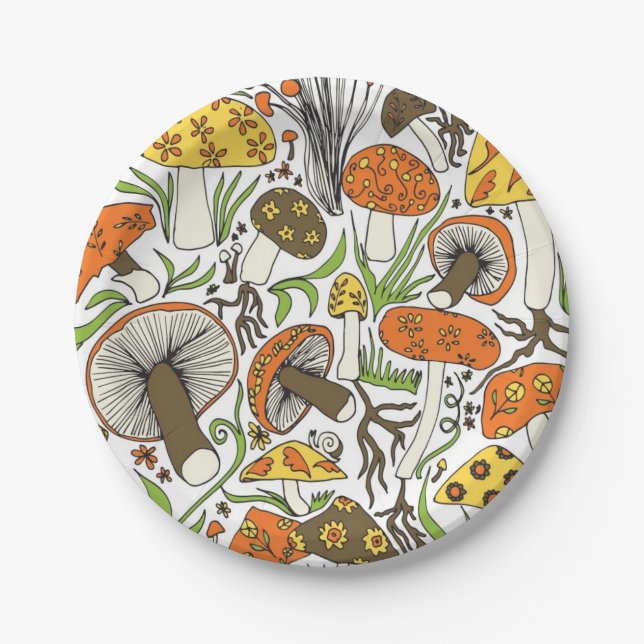 Assiettes En Carton Mushrooms! 1970s Style (Devant)