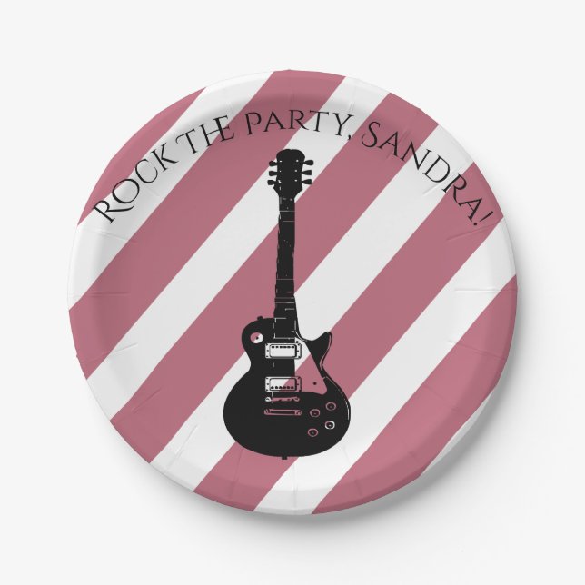 Assiettes En Carton Music Note Luxe noir et blanc Personnaliser (Devant)