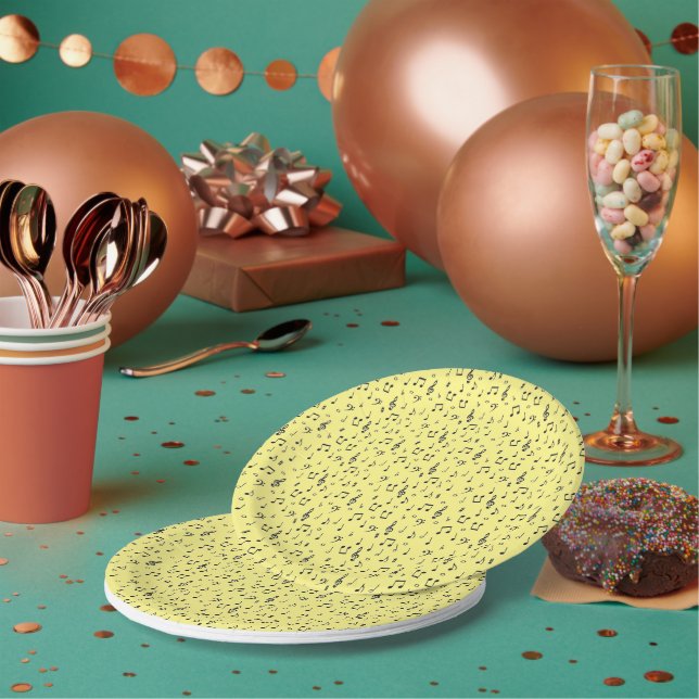 Assiettes En Carton Musical Noir  (Multi)