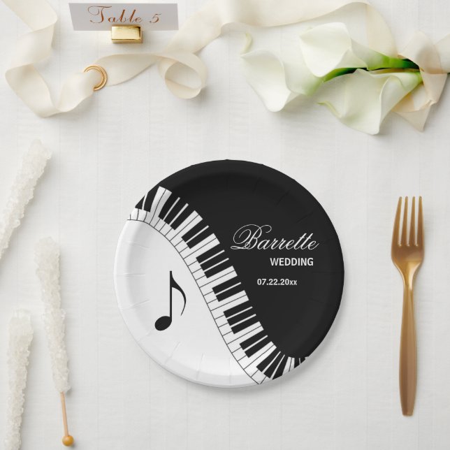 Assiettes En Carton Musiciens créatifs Piano Keys Mariage (Mariage)