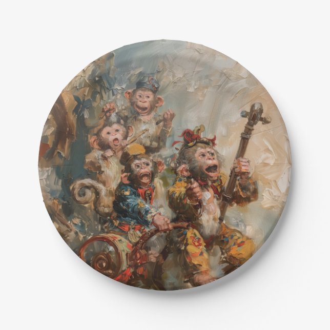 Assiettes En Carton Musiciens - Plaques de papier rond (Devant)