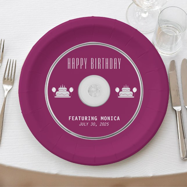Assiettes En Carton Musique CD fête d'anniversaire (Music CD Birthday Party Paper Plates
)
