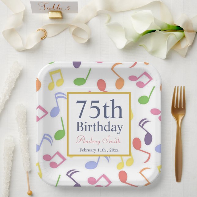 Assiettes En Carton musique colorée Note Musicien Anniversaire (Mariage)