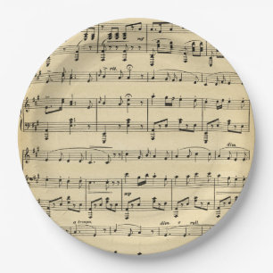 Assiettes En Carton Musique de feuille antique