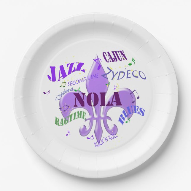 Assiettes En Carton Musique de NOLA la Nouvelle-Orléans (Devant)