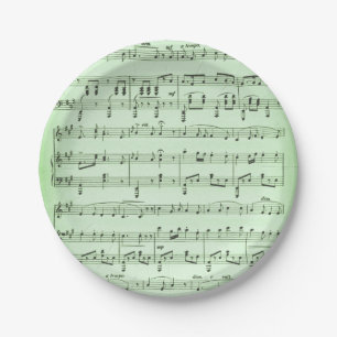 Assiettes En Carton Musique en feuille verte
