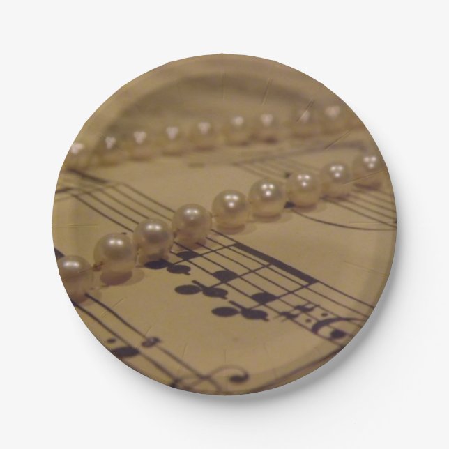 Assiettes En Carton Musique et perles (Devant)