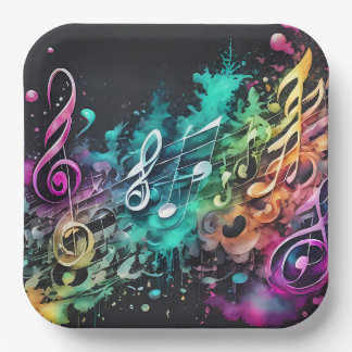 Assiettes En Carton musique graffiti