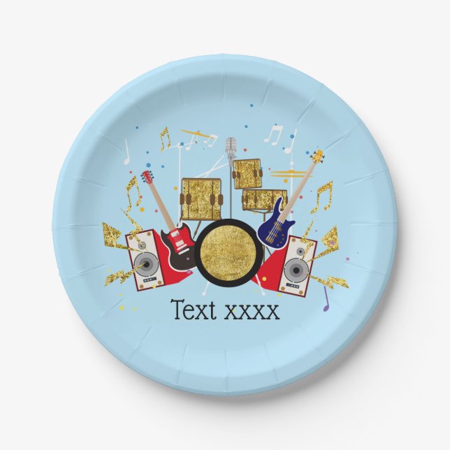 Assiettes En Carton musique partie guitare batterie ensemble musical (Devant)