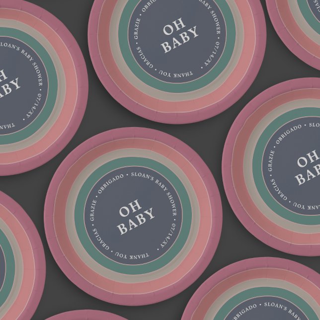 Assiettes En Carton Muted Rainbow Baby shower Girl (Créateur téléchargé)