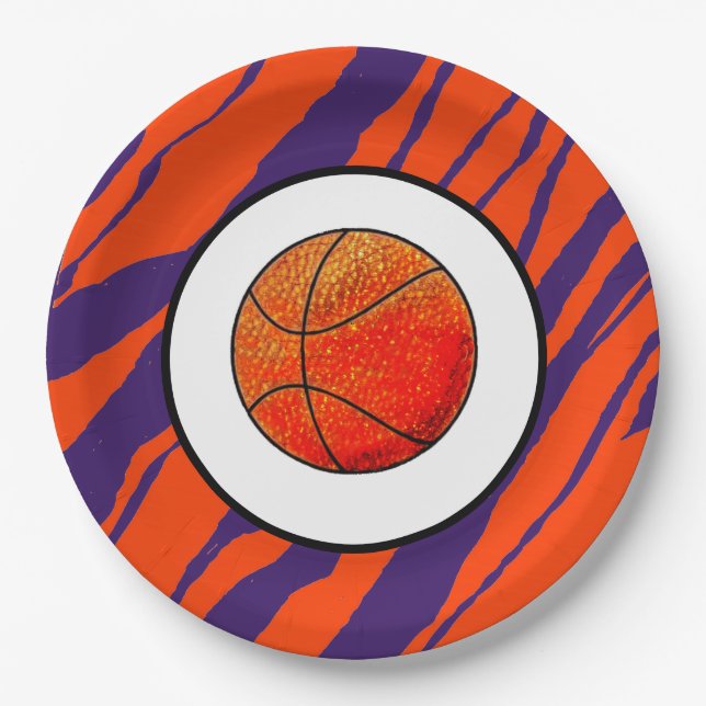 Assiettes En Carton MVB Tiger Stripes Design- Basketball (Devant)