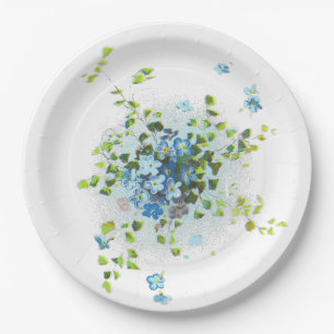 Assiettes En Carton Myosotis des marais vintages bleus