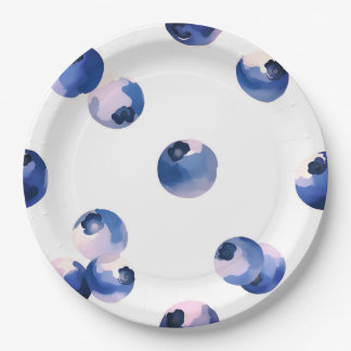 Assiettes En Carton Myrtilles motif aquarelle