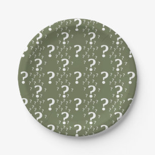 Assiettes En Carton Mystère question marque énigme puzzle vert olive