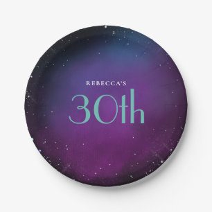 Assiettes En Carton Mystical 30th Birthday Party Nom pourpre