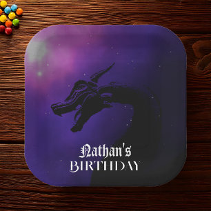 Assiettes En Carton Mythique Dragon Violet Anniversaire