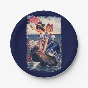 Assiettes En Carton Nageur patriotique vintage