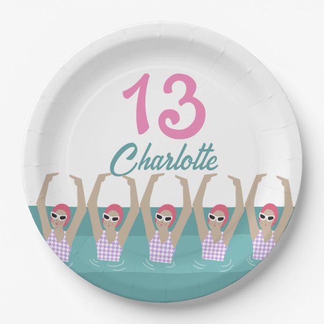 Assiettes En Carton Nageurs artistiques modernes 13ème anniversaire fê (Devant)