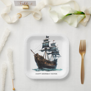 Assiettes En Carton Naissance du navire pirate noir