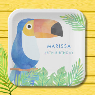 ASSIETTES EN CARTON NAISSANCE TOUCAN WATERCOLOR