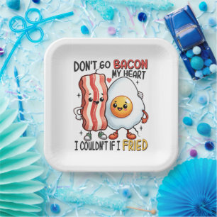 Assiettes En Carton N'allez pas Baconner mon cœur