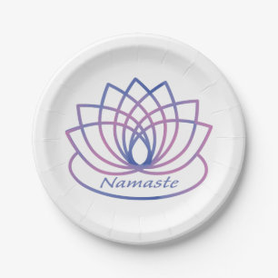 Assiettes En Carton Namaste Purple et Pink Lotus Flower