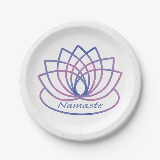 Assiettes En Carton Namaste Purple et Pink Lotus Flower (Devant)