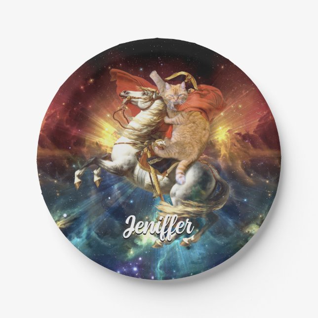 Assiettes En Carton Napoléon Cat dans l'espace (Devant)