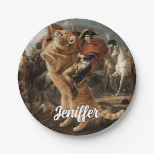Assiettes En Carton Napoléon chevauchant un chat de bataille géant    