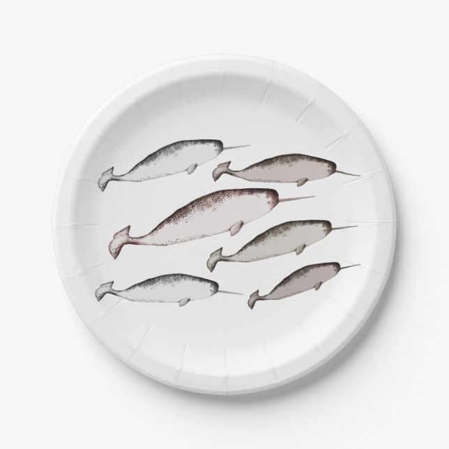 Assiettes En Carton Narwhal Swim - Narwhal Motif Whale Lover Cadeau (Devant)