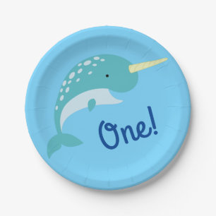 Assiettes En Carton Narwhals Ocean Cute 1er Anniversaire Thème de fête