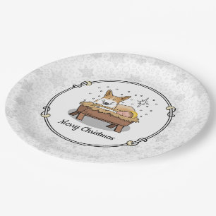 Assiettes En Carton Nativité de Noël Pembroke Welsh Corgi (rouge1) Amu