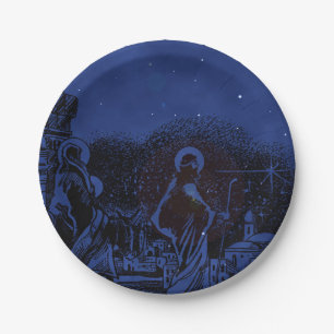 Assiettes En Carton Nativité de nuit étoilée