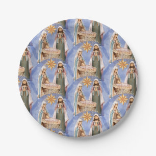 Assiettes En Carton Nativité Stable Scène Motif Vacances