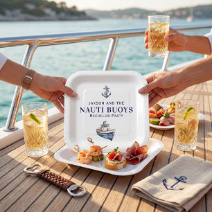 Assiettes En Carton Nauti Buoy Enterrement de Vie de Garçon Aquarelle 