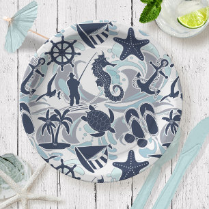 Assiettes En Carton Nautical Beach