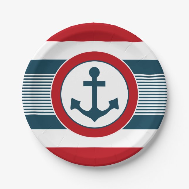 Assiettes En Carton Nautical design (Devant)