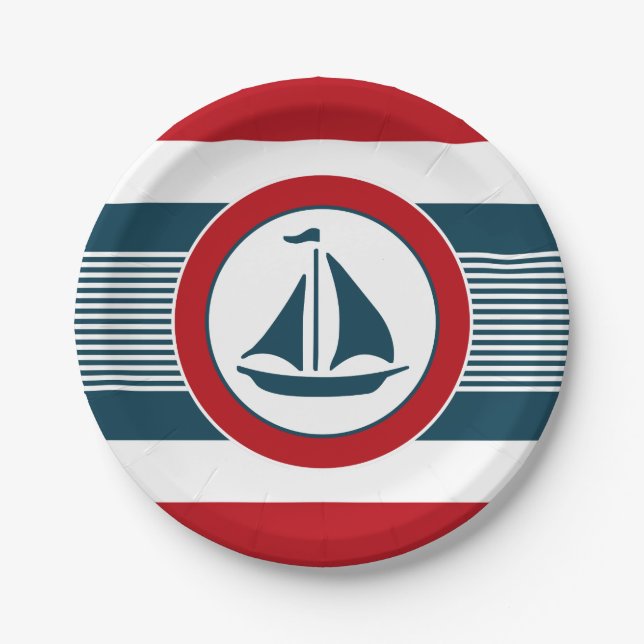 Assiettes En Carton Nautical design (Devant)