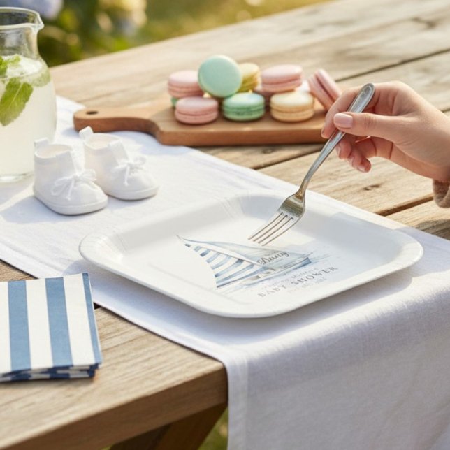 Assiettes En Carton Nautical fun  "Nauti-Bouy" Sailboat baby shower (Créateur téléchargé)