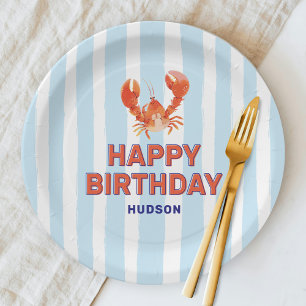 Assiettes En Carton Nautical Lobster Enfants Joyeux Anniversaire