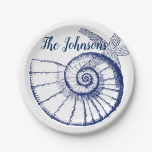 Assiettes En Carton Nautilus Coquille et Starfish Marine Life Personna