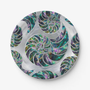 Assiettes En Carton Nautilus Shell Abalone et Pearl