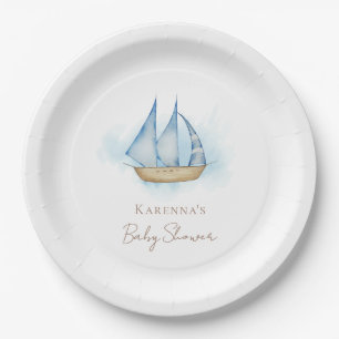Assiettes En Carton Nautique Aventure Blanc Baby shower papier Plaque