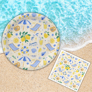 Assiettes En Carton Nautique Été Citron Mignon