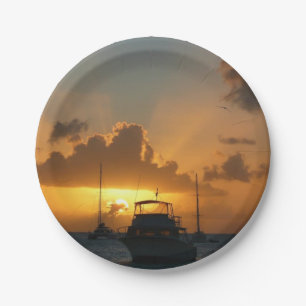 Assiettes En Carton Navires et Sunset Tropical Seascape